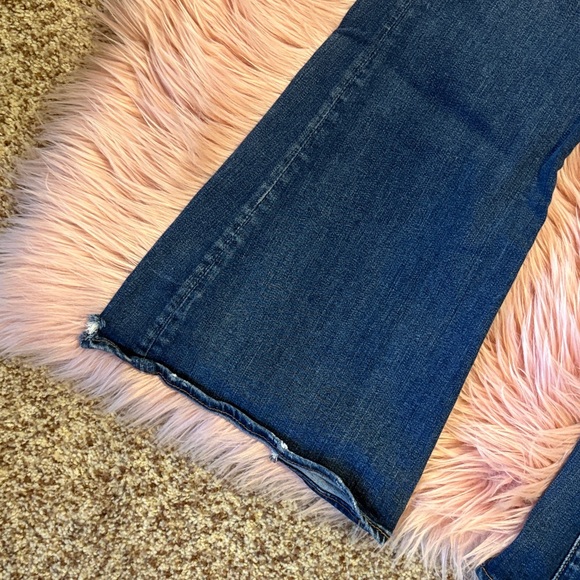 American Eagle Outfitters Hi-Rise Slim Flare Distressed Blue Jeans, Size 6 - Picture 3 of 14